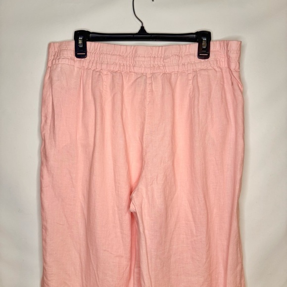 Tommy Bahama Women’s 100% Linen Wide Leg High Waisted Pink Pull On Pants Size L - Picture 4 of 8